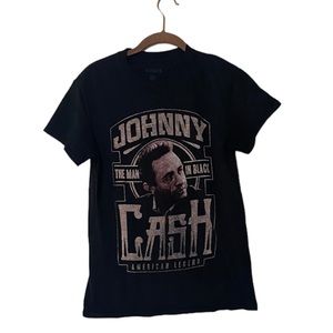 Johnny Cash The Man In Black Men’s Black Graphic Band  Tee T-shirt Small Unisex